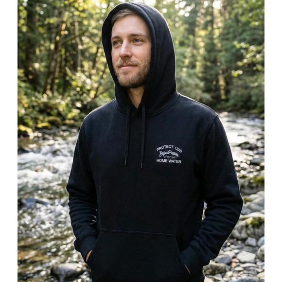 Patagonia Other - Patagonia Hoodie L Black “Protect Our Home Water” Trout Embroidered Pullover